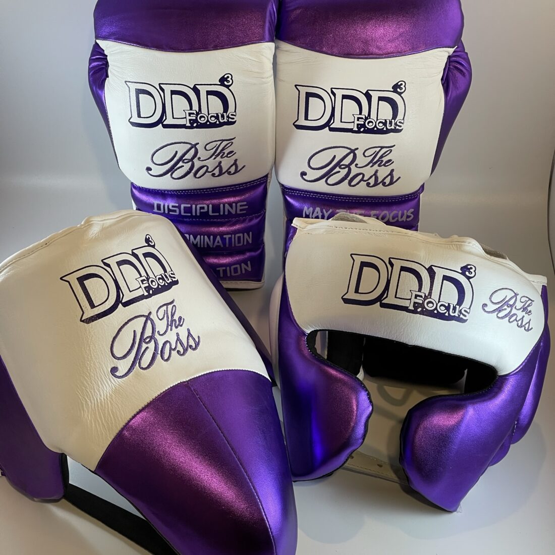 White & Metallic Purple