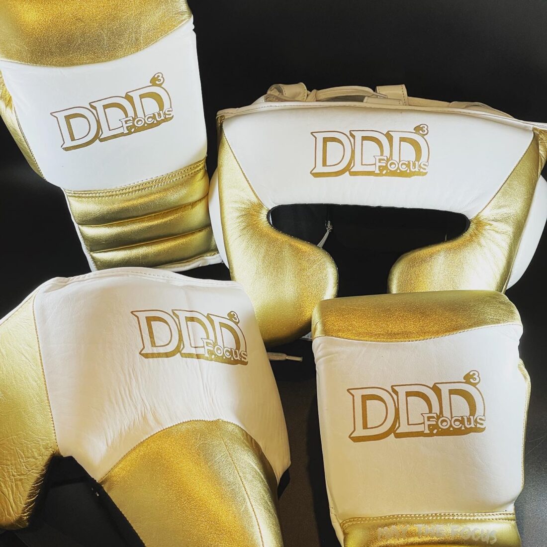 White & Metallic Gold Sparring Set