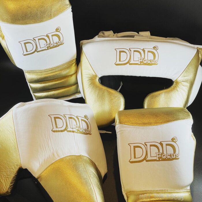 White & Metallic Gold Sparring Set
